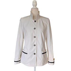 Nina Mclemore Lightweight Cream  
Button Front Collared Jacket Sz 8 Officecore